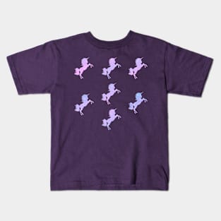 Lilac Lavender Sparkly Unicorn Silhouettes Kids T-Shirt